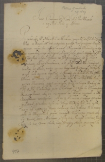 List Piotra Gembickiego do Władysława Dominika Zasławskiego, Kraków 2 VIII 1649 r.