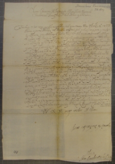 List Stanisława Lanckorońskiego do Władysława Dominika Zasławskiego, obóz na Kupieli 7 VI 1649 r.