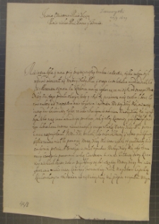 List [Jana] Zamoyskiego do Władysława Dominika Zasławskiego, Sokołów 24 IX 1649 r.