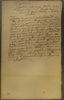 List NN [Mikołaj Steckowicz, Krzysztof Bogdanowicz ?] do Grzegorza Ossolińskiego, bd. i m.