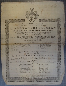 Dyplom Akademii Wileńskiej dla Aleksandra Słuszki, Wilno 1642 r., k.1