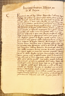 „Inscriptio bonorum Tolkemit pro Io[anne] de Baysen”. Król Kazimierz Jagiellończyk oswiadcza, że pożyczył 8000 marek (grzywien) od gubernatora Prus Jana Bażyńskiego i zapisuje mu z tego tytułu dobra Tolkmicko