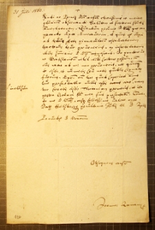 List kanonika Jana Leomana do kapituły warmińskiej w sprawie napraw na zamku lidzbarskim