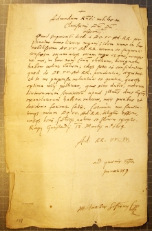 List Jakuba Schrötera do kapituły warmińskiej z prośbą o nadanie wakującej kanonii