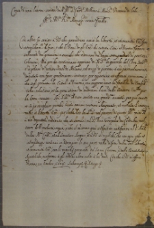 Kopia listu Kardynała de Torres do Tobiasza Małachowskiego, Rzym 20 X 1628 r.