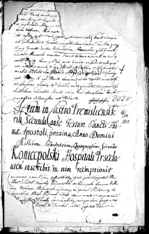 Koniecpolski Hospitali Przeclawien inscribit in uim reemptionis