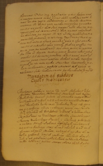 MANDATUM OD SUBCTITOS CAPTUS MIELNI CENSIS, fragment kodeksu zawierającego łacińskie i polskie formularze pism urzędowych z l. 30. XVII w.