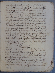 Oblegatio, fragment zbioru formularzy prawa cywilnego z XVII w.