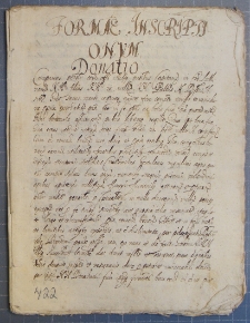 Formae inscriptionum. Donatio, fragment zbioru formularzy prawa cywilnego z XVII w.