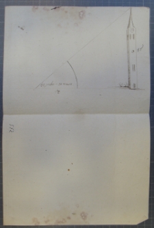 Rysunek wieży oraz wykresy padania kątów zawarte w rękopisie: Duo scripta matematico-phisica, [poł. XVII w.]