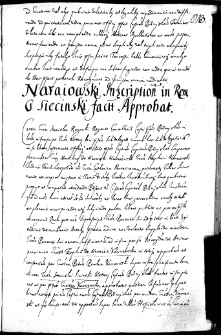 Naraiowski inscriptionem in in rem G Siecinski [Sicinski] factt approbat
