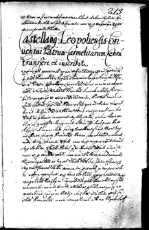Castellanus Leopoliensis conventui patrum carmelitarum censu transfert et inscribit